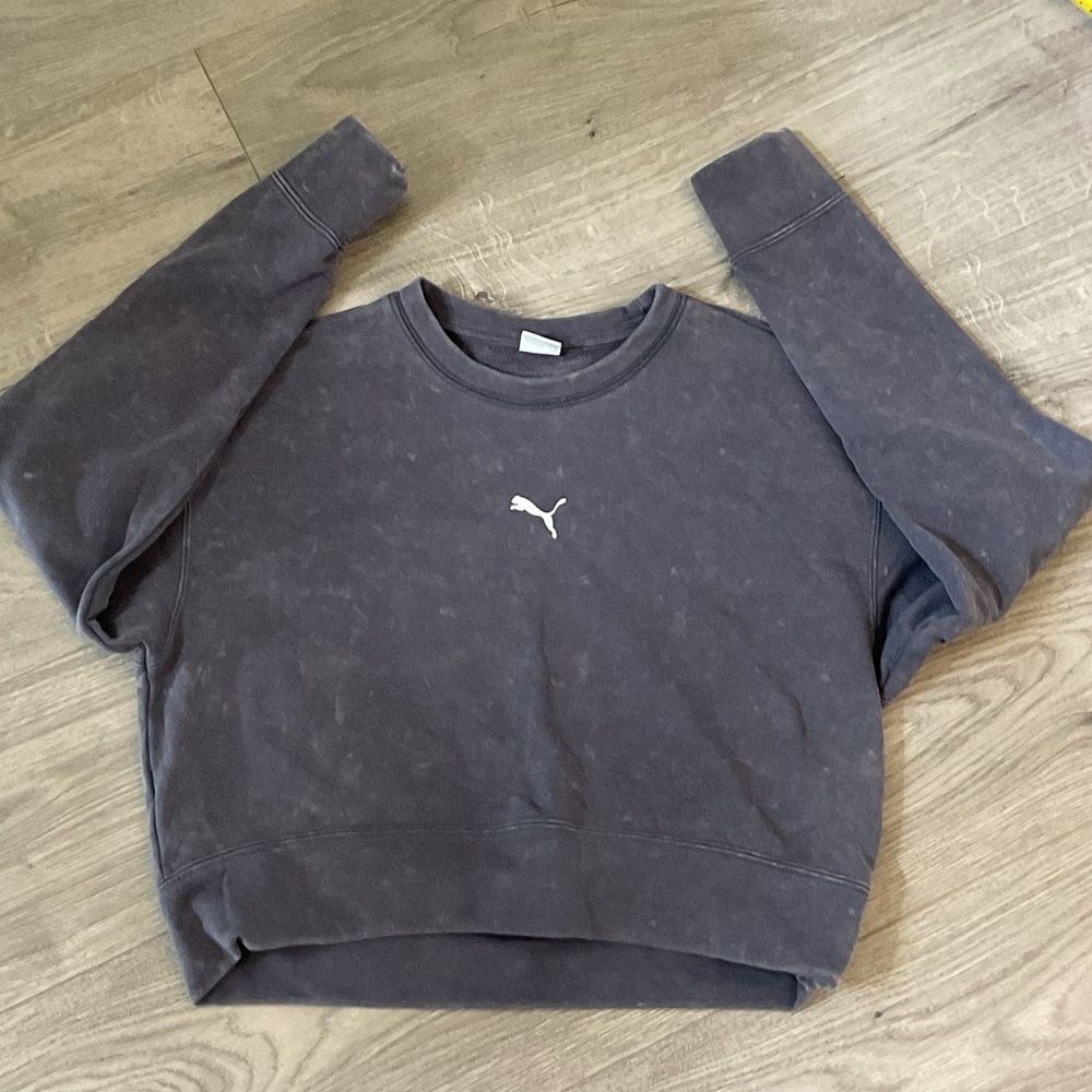 Puma Galactic Grey Dare to Relaxed Fit Washed Crew Neck Sweatshirt. - Picture 2 of 8